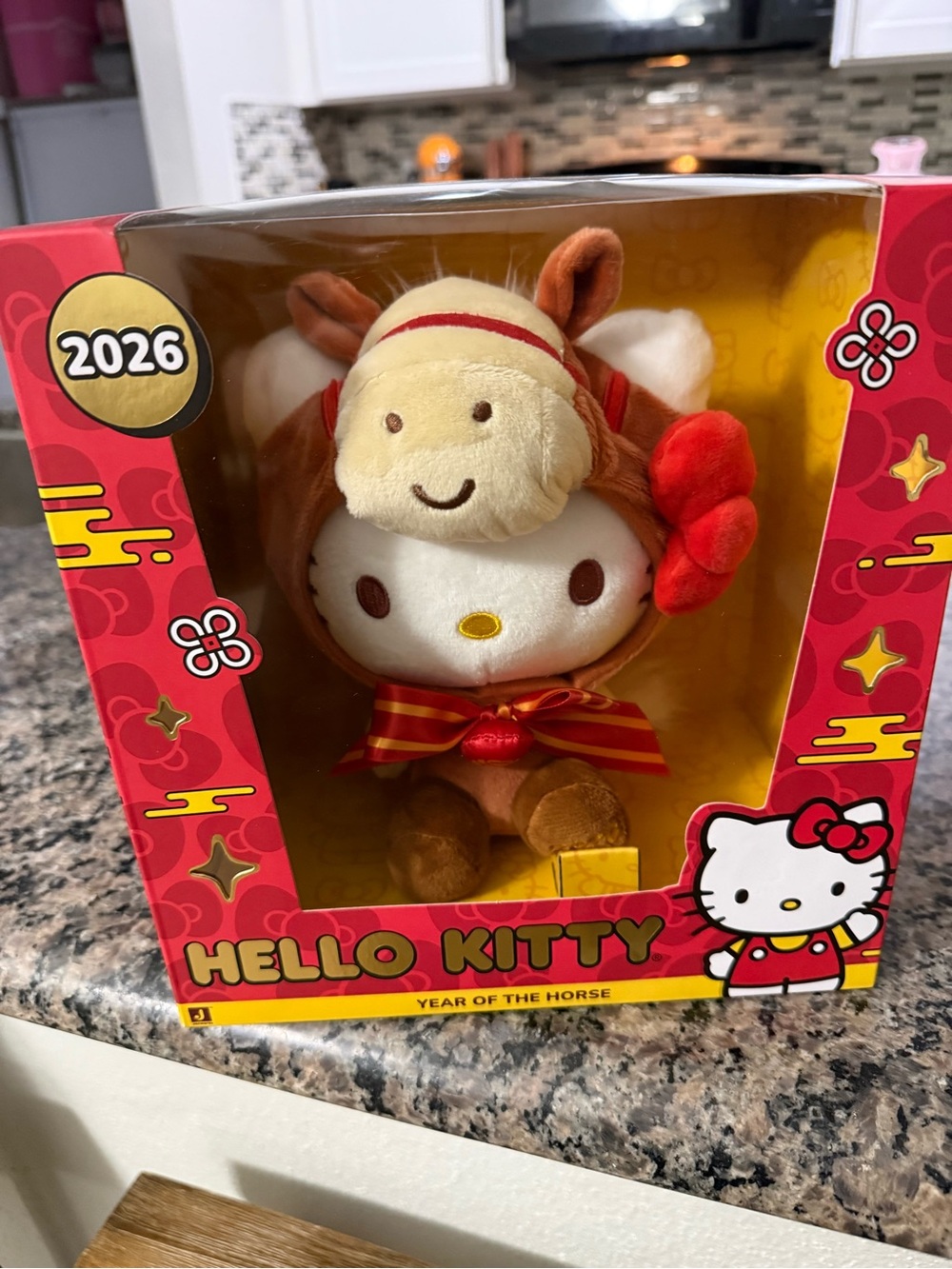 Hello Kitty Plush in Red, Brown & Cream Year of the Horse